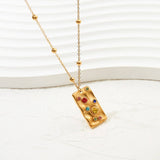 18K STAINLESS STEEL MULTICOLOR GEMSTONE NECKLACE_CWMM8888