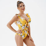PRINTED DEEP V BACKLESS ONE PIECE SWIMSUIT_CWMW0292