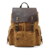 Waxed Canvas Leather Trim Travel Backpack_Cwab5524