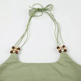 Vintage Beaded Halter Strap Design Sexy Halter
