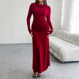 Solid Color Dress With Hip Collar