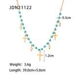 FRENCH TURQUOISE CROSS PENDANT NECKLACE_CWAJE0616