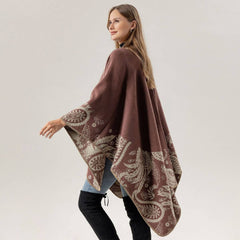 CASHEW FLOWER SHAWL SLIT CAPE DOUBLE SIDED SCARF_CWASC2222