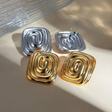 STAINLESS STEEL RECTANGULAR SPIRAL EARRINGS_CWASC1653