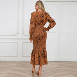 V-Neck Belted Floral Mermaid Maxi Dress