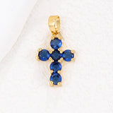 COLORFUL ZIRCON DECEMBER CROSS PENDANT NECKLACE_CWMM5872