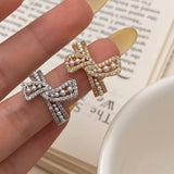 ALL MATCH PEARL KNOTTED METAL OPEN RING FOR WOMEN_CWAJE3093
