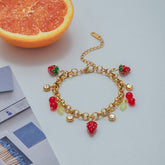 LUXURY 18K GOLD STRAWBERRY CHERRY ZIRCON BRACELET_CWAJE4774