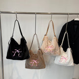 Winter Leisure Bow Large Capacity Backpack Plushbag_Cwab4002