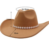 Western Ethnic Felt Cowboy Fedora Hat_Cwah04433