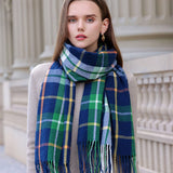 Womens Double Face Plaid Scarf Winter Warmth