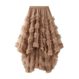 CANDY COLOR RUFFLE TULLE IRREGULAR MIDI SKIRT_CWBMS0403