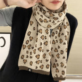 BEIGE LEOPARD FAUX CASHMERE SCARF FOR FALL WINTER_CWASC1258