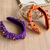 Halloween Knotted Headband Pearl Rhinestone_Cwaha07585