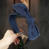 Women Denim Wide-Brimmed Bow Headband_Cwaha1693
