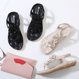 BOHEMIAN FLORAL FLAT BOTTOMED PLUS SIZE SANDALS_CWSHS0490