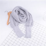Cwasc1794_Elongated Solid Color Knitted Scarf With Sleeves