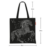 LIGHT FLORAL HORSE PRINT CANVAS SHOULDER BAG_CWAB5135