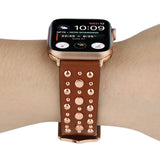IWATCH9 1IWATCH8 GOLD RIVET GENUINE LEATHER STRAP_CWWW0078