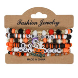 Halloween Pumpkin Ghost Beaded Bracelet_Cwaje05718