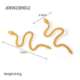 GOLD CURVED SNAKE DESIGN TITANIUM EARRINGS_CWASC1640