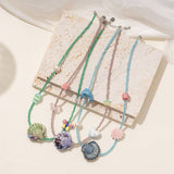Unique Boho Glass Shell And Crystal Necklace_Cwmm7541