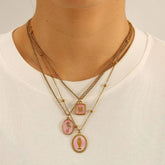 OCEAN STYLE STEEL NECKLACE WITH SHELL FISH_CWMM8834