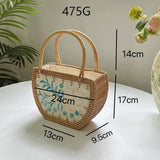 HANDMADE RATTAN BASKET SHELL STORAGE HANDBAG_CWMM4550