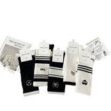 BLACK AND WHITE STRIPED MESH COTTON SOCKS_CWMS0956