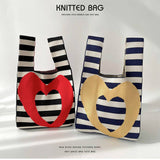 STRIPED LOVE KNITTED SHOULDER TOTE BAG_CWAB1514