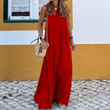 Stylish Sleeveless Halter Long Beach Dress