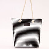 Canvas Striped Shoulder Bag Tote Bag_Cwab1711