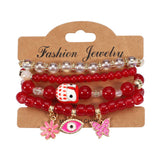 BUTTERFLY FLOWER EYE PENDANT BEADED BRACELET_CWAJE2223