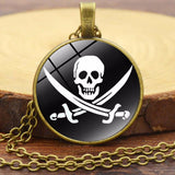 PIRATE SKULL ALLOY GLASS NECKLACE_CWAJE0707