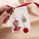 CHRISTMAS STAR BEAR GIFT IRREGULAR EARRINGS_CWAJE2400
