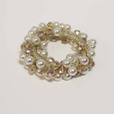 BOHO CRYSTAL PEARL BEADED HAIR TIE CUTE GIRL BAND_CWAHA6779