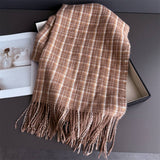 Vintage Plaid Winter Cashmere Feel Tassel Scarf_Cwasc03259