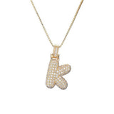 COPPER ZIRCONIA 26 LETTERS PENDANT NECKLACE_CWMM5866