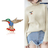 Cwaje2571_Hummingbird Water Drop Painting Oil Animal Brooch