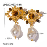 LIGHT LUXURY LACE HOLLOW TIGER EYE STONE EARRINGS_CWASC1683