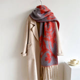 ROSE TASSEL SCARF COLORBLOCK LONG WINTER WRAP_CWASC0986