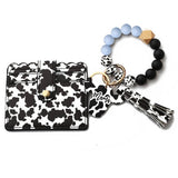 MEN S COW PRINT WALLET KEYCHAIN WITH SILICONE BEADS_CWAB4994