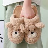 Women Cartoon Warm Bear Cotton Slippers