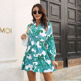 Vintage Paisley Print Shirt Neck Dress