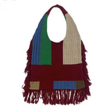 Women Retro Knit Stitching Portable Shoulder Bag_Cwab0834