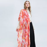 COLOR LINE PRINT SCARF GOLD ACCENT BEACH WRAP_CWASC0686