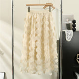 THREE DIMENSIONAL FLORAL TULLE MESH SKIRT_CWBLS0395