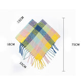 BOUCLE YARN THICK TASSEL COLORFUL PLAID SHAWL_CWASC1208