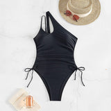 ONE SHOULDER HOLLOW SLIM ONE PIECE SWIMSUIT_CWMW0619