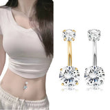 DOUBLE CZ BALL BELLY RING PRONG SET DESIGN_CWMM9189
